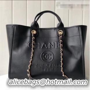 Top Grade Chanel Deauville Calfskin Large Shopping Bag A66941 All Black 2021