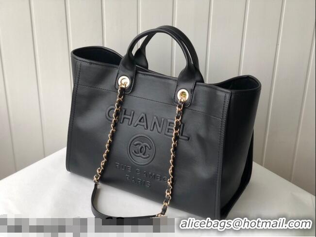 Top Grade Chanel Deauville Calfskin Large Shopping Bag A66941 All Black 2021