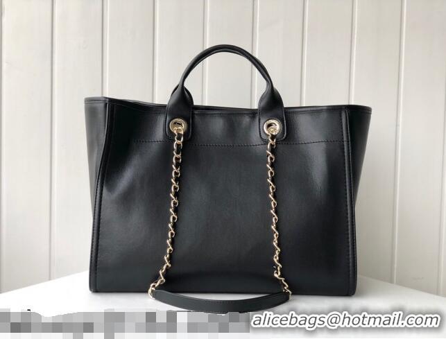 Top Grade Chanel Deauville Calfskin Large Shopping Bag A66941 All Black 2021