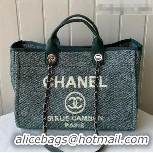 Famous Brand Chanel Deauville Mixed Fibers Large Shopping Bag A66941 Green 2021