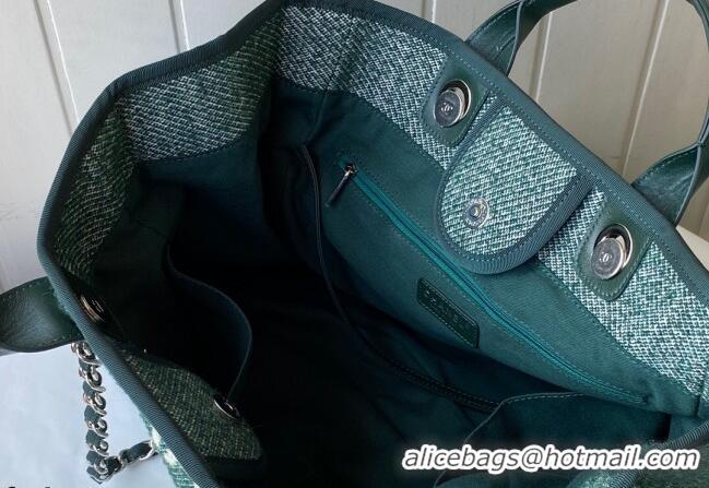 Famous Brand Chanel Deauville Mixed Fibers Large Shopping Bag A66941 Green 2021