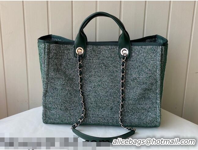 Famous Brand Chanel Deauville Mixed Fibers Large Shopping Bag A66941 Green 2021