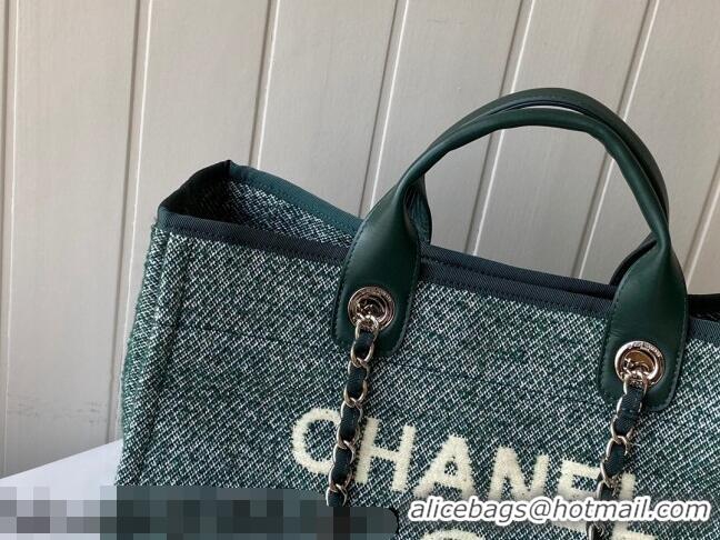 Famous Brand Chanel Deauville Mixed Fibers Large Shopping Bag A66941 Green 2021