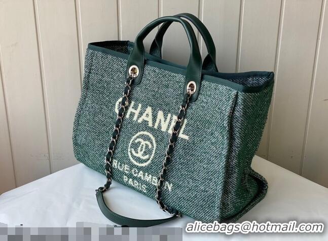 Famous Brand Chanel Deauville Mixed Fibers Large Shopping Bag A66941 Green 2021