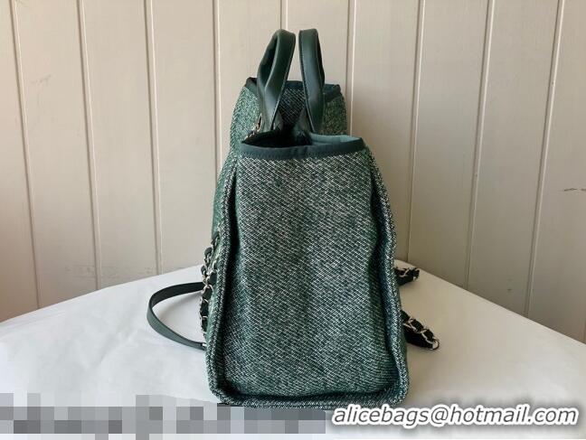 Famous Brand Chanel Deauville Mixed Fibers Large Shopping Bag A66941 Green 2021