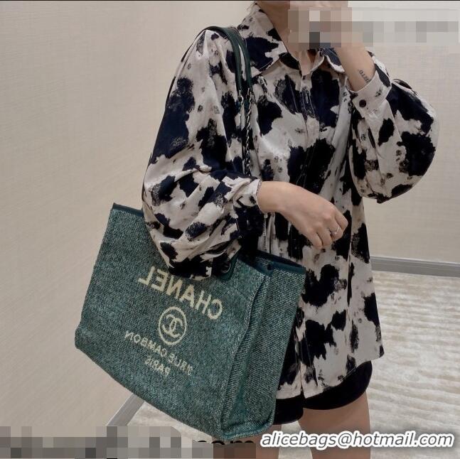 Famous Brand Chanel Deauville Mixed Fibers Large Shopping Bag A66941 Green 2021