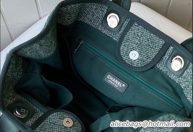 Famous Brand Chanel Deauville Mixed Fibers Large Shopping Bag A66941 Green 2021