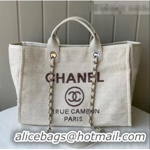 Promotional Chanel Deauville Mixed Fibers Large Shopping Bag A66941 White 2021