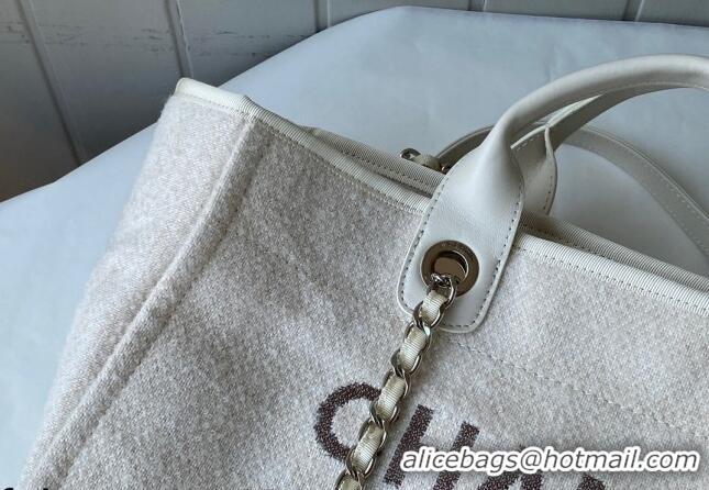 Promotional Chanel Deauville Mixed Fibers Large Shopping Bag A66941 White 2021