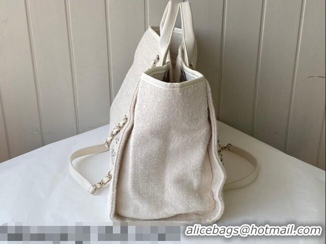 Promotional Chanel Deauville Mixed Fibers Large Shopping Bag A66941 White 2021