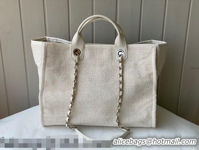 Promotional Chanel Deauville Mixed Fibers Large Shopping Bag A66941 White 2021