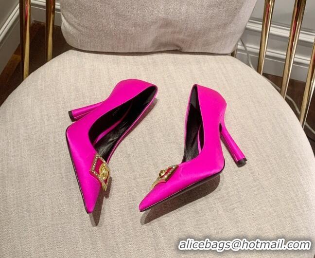 Durable Versace Silk High Heel Pumps 11cm Hot Pink 032807