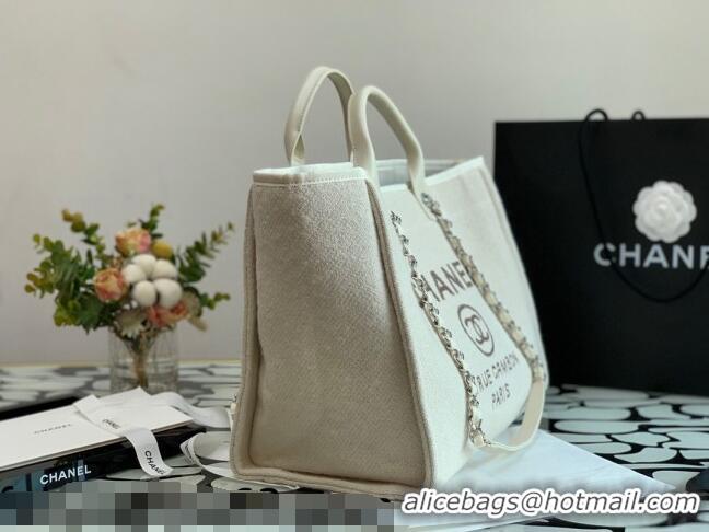 Buy Discount Chanel Deauville Mixed Fibers Large Shopping Bag A66941 White 2021