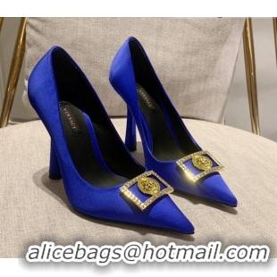 Top Design Versace Silk High Heel Pumps 11cm Royal Blue 032809