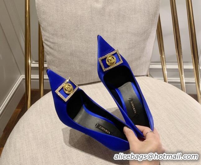 Top Design Versace Silk High Heel Pumps 11cm Royal Blue 032809