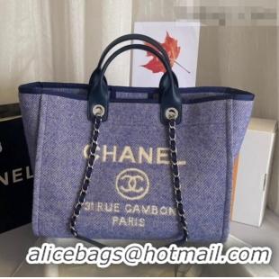 Top Grade Chanel Deauville Mixed Fibers Large Shopping Bag A66941 Purple 2021