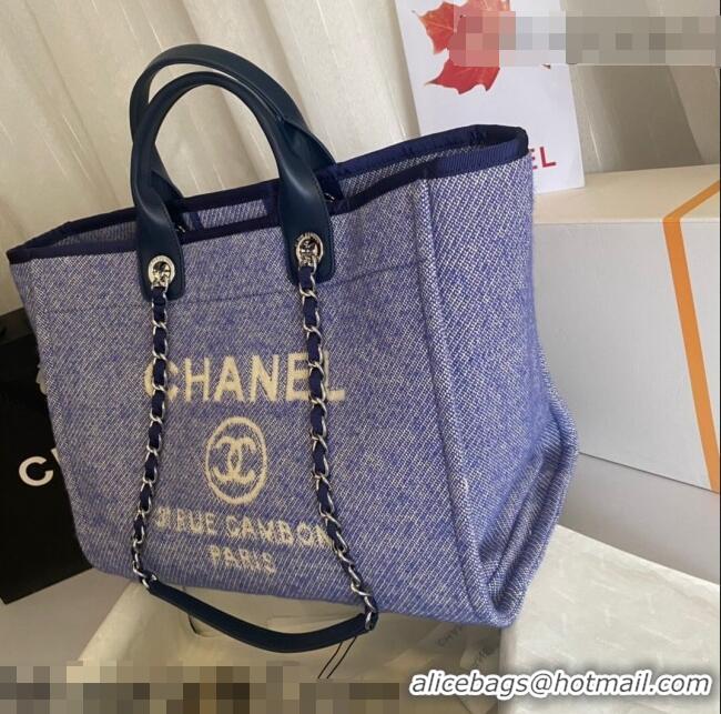 Top Grade Chanel Deauville Mixed Fibers Large Shopping Bag A66941 Purple 2021