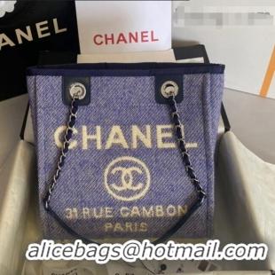 Top Grade Chanel Deauville Mixed Fibers Small Shopping Bag A01254 Purple 2021