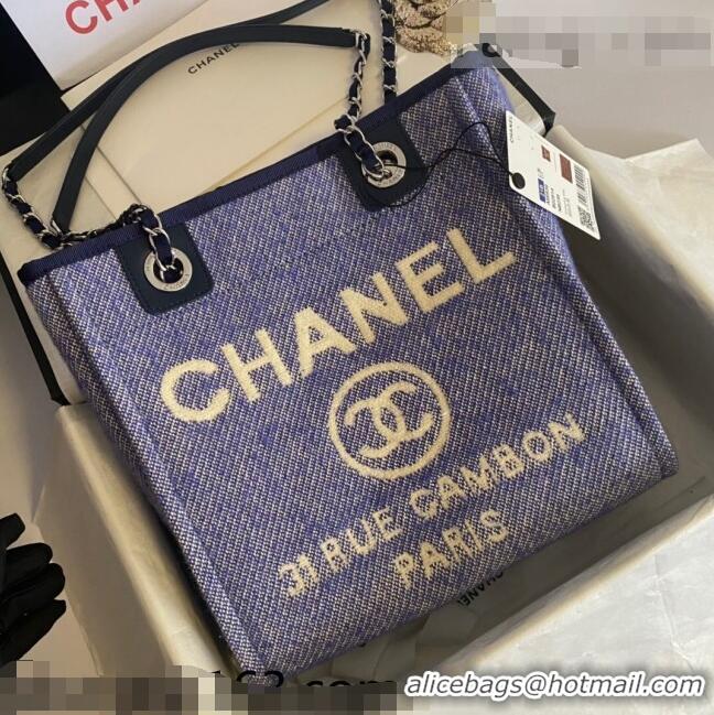 Top Grade Chanel Deauville Mixed Fibers Small Shopping Bag A01254 Purple 2021