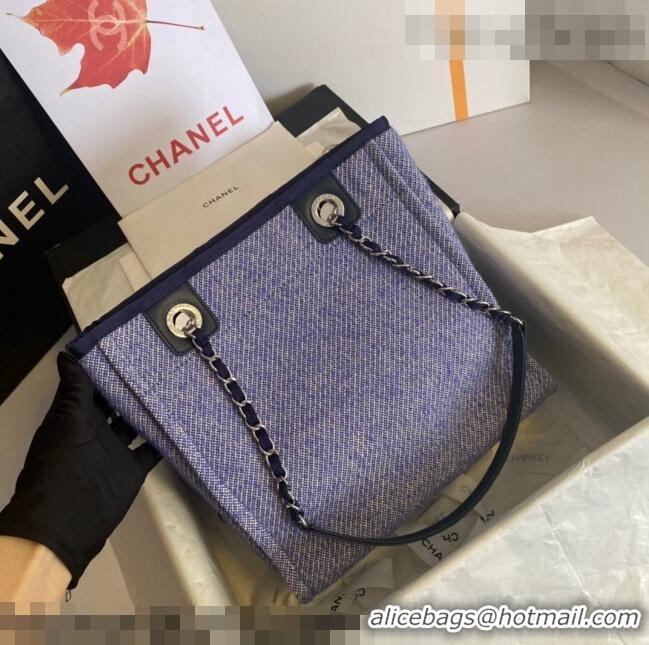 Top Grade Chanel Deauville Mixed Fibers Small Shopping Bag A01254 Purple 2021