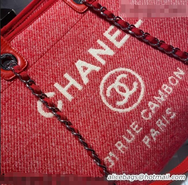 Top Grade Chanel Deauville Mixed Fibers Large Shopping Bag A66941 Red 2021