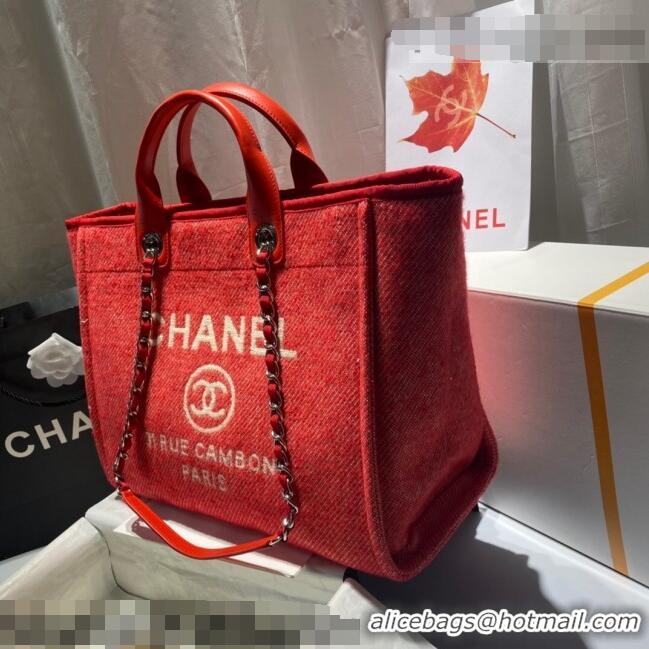 Top Grade Chanel Deauville Mixed Fibers Large Shopping Bag A66941 Red 2021