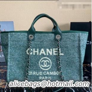 Super Quality Chanel Deauville Mixed Fibers Large Shopping Bag A66941 Cyan 2021