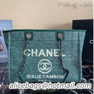 Inexpensive Chanel Deauville Mixed Fibers Medium Shopping Bag A67001 Cyan 2021