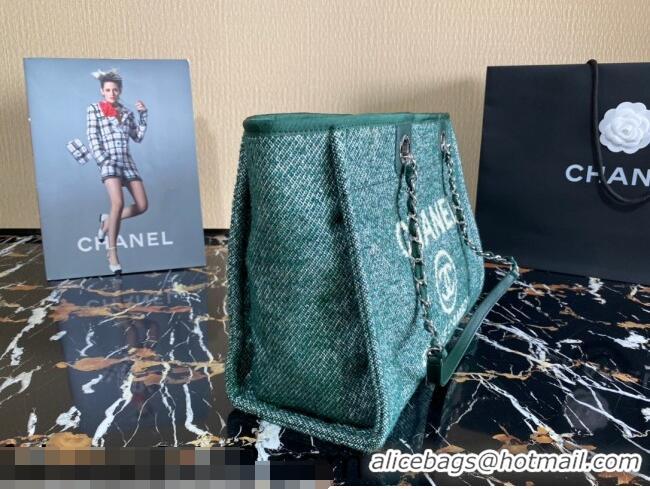 Inexpensive Chanel Deauville Mixed Fibers Medium Shopping Bag A67001 Cyan 2021