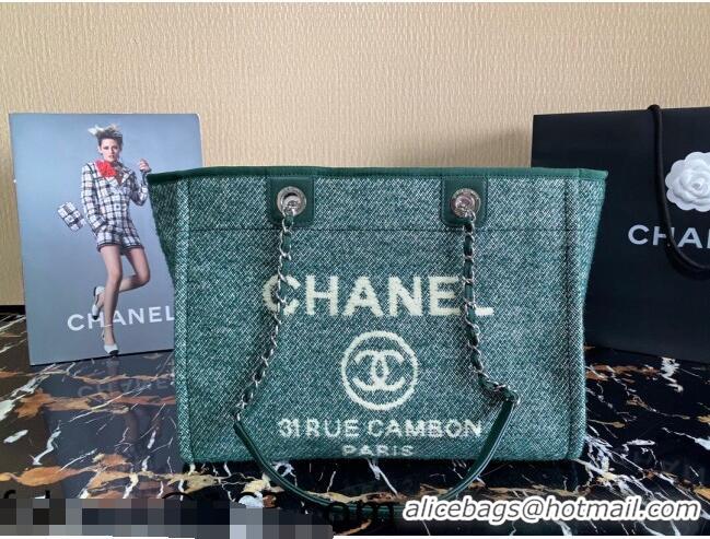 Inexpensive Chanel Deauville Mixed Fibers Medium Shopping Bag A67001 Cyan 2021