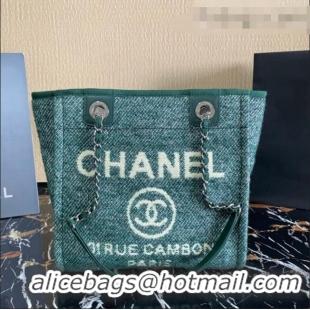 Good Product Chanel Deauville Mixed Fibers Small Shopping Bag A01260 Cyan 2021