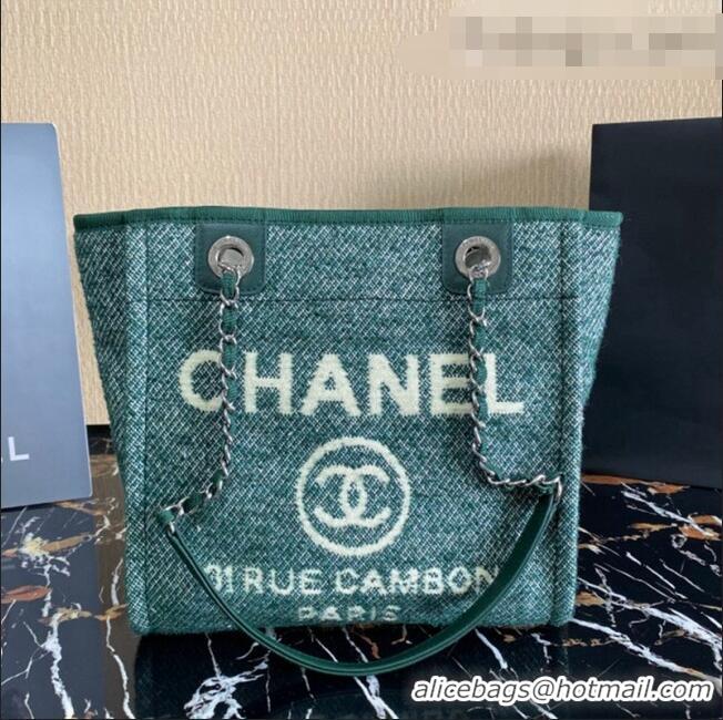 Good Product Chanel Deauville Mixed Fibers Small Shopping Bag A01260 Cyan 2021