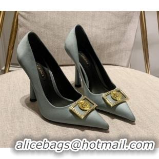 Discount Versace Silk High Heel Pumps 11cm Light Grey 032810