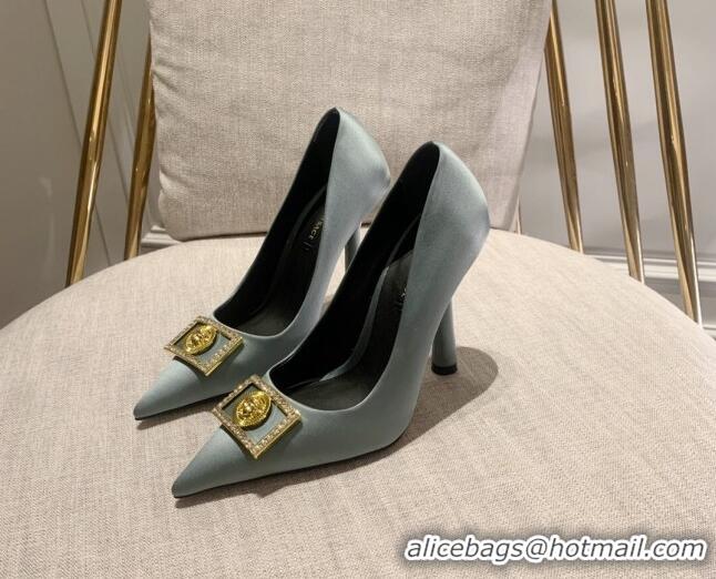 Discount Versace Silk High Heel Pumps 11cm Light Grey 032810