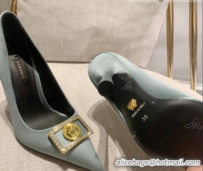 Discount Versace Silk High Heel Pumps 11cm Light Grey 032810