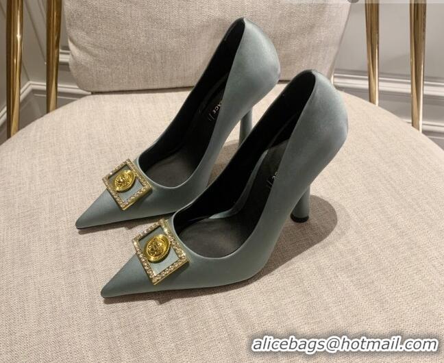 Discount Versace Silk High Heel Pumps 11cm Light Grey 032810