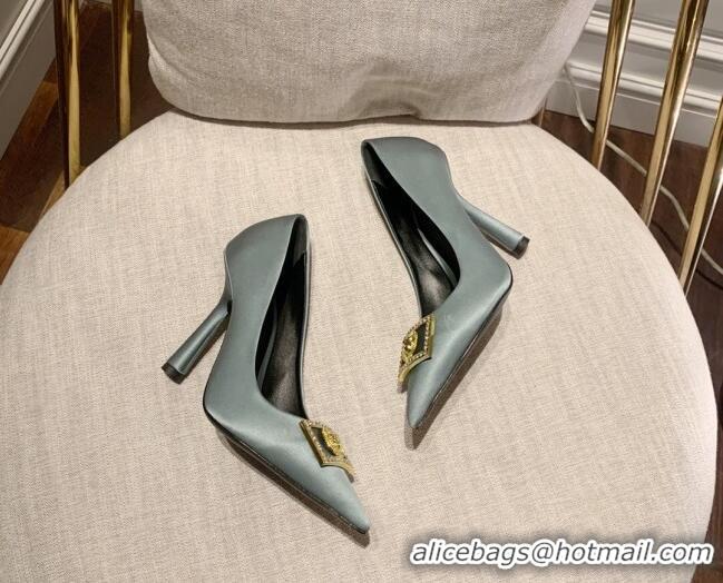 Discount Versace Silk High Heel Pumps 11cm Light Grey 032810