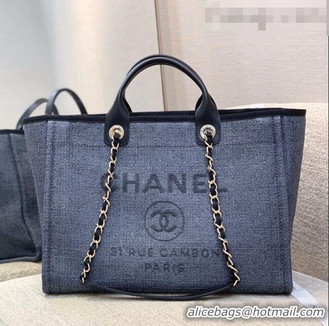 Modern Classic Chanel Deauville Mixed Fibers Large Shopping Bag A66941 Dark Gray 2021