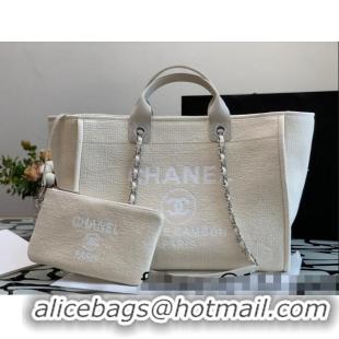 Discount Chanel Deauville Mixed Fibers Large Shopping Bag A66941 Beige 2022