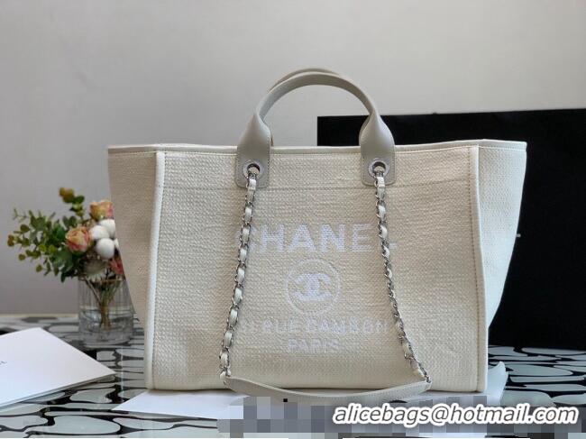 Discount Chanel Deauville Mixed Fibers Large Shopping Bag A66941 Beige 2022