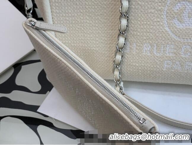 Discount Chanel Deauville Mixed Fibers Large Shopping Bag A66941 Beige 2022