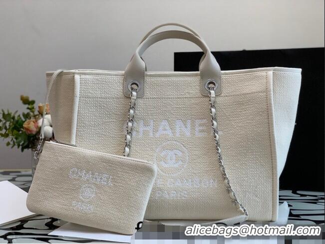 Discount Chanel Deauville Mixed Fibers Large Shopping Bag A66941 Beige 2022