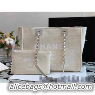 Pretty Style Chanel Deauville Mixed Fibers Medium Shopping Bag A67001 Beige 2022