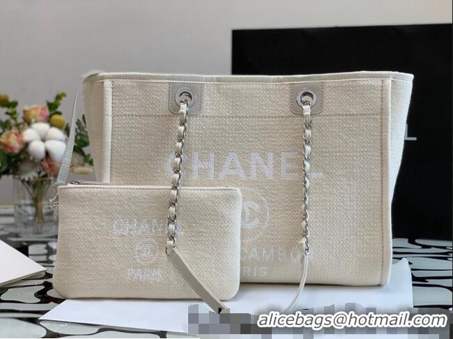 Pretty Style Chanel Deauville Mixed Fibers Medium Shopping Bag A67001 Beige 2022