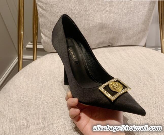 Grade Versace Silk High Heel Pumps 11cm Black 032811