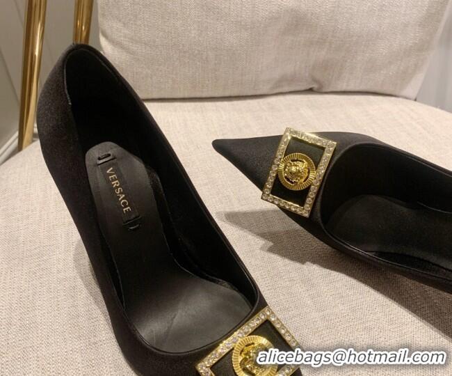 Grade Versace Silk High Heel Pumps 11cm Black 032811