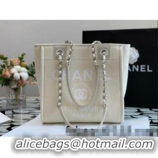 Good Product Chanel Deauville Mixed Fibers Small Shopping Bag A66941 Beige 2022