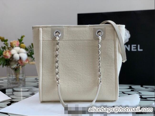 Good Product Chanel Deauville Mixed Fibers Small Shopping Bag A66941 Beige 2022