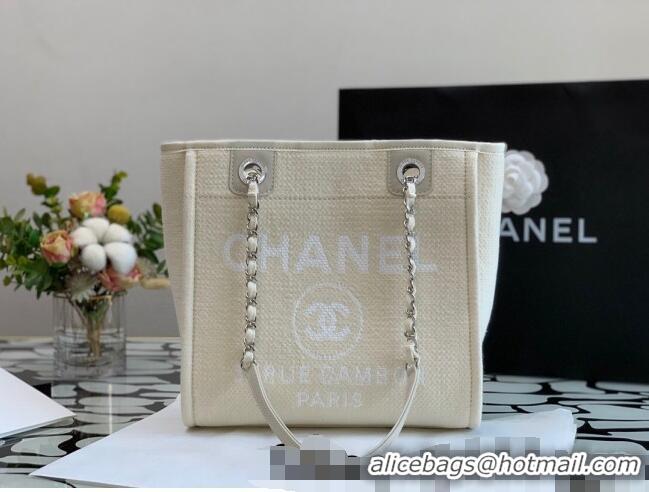 Good Product Chanel Deauville Mixed Fibers Small Shopping Bag A66941 Beige 2022