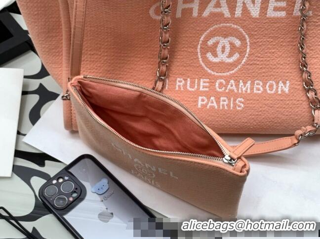 Buy Grade Chanel Deauville Mixed Fibers Large Shopping Bag A66941 Orange 2022